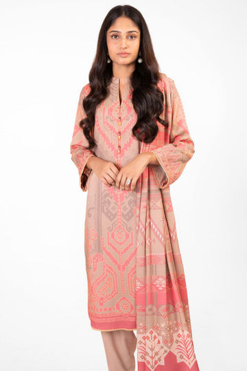 Alkaram FW-09-22-Coral Pink Winter Collection 2022 Online Shopping